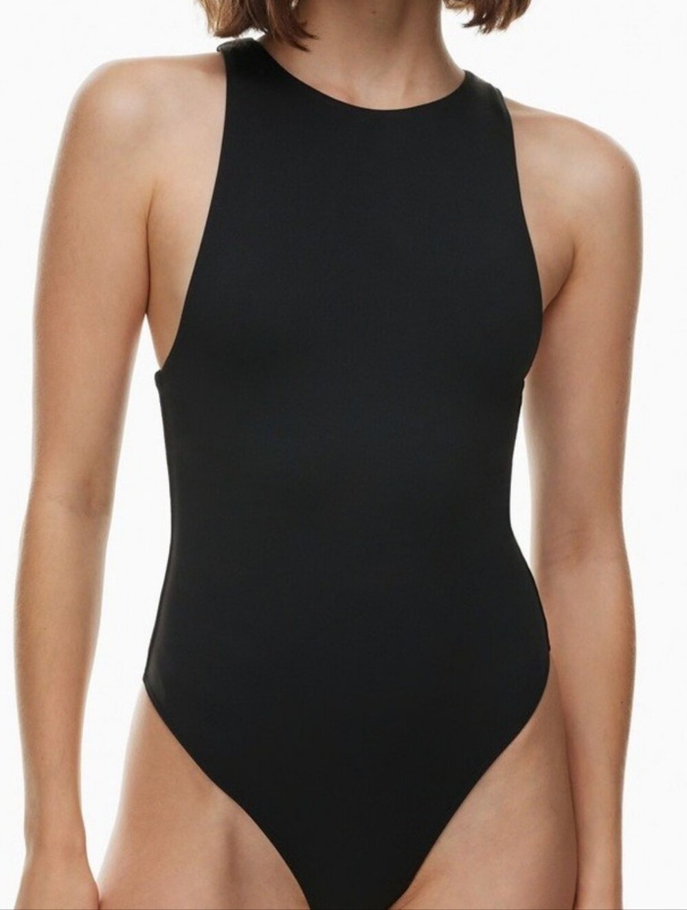 ZARA Black High-Neck Sleeveless Bodysuit | Minimalist Layering Basic Size L